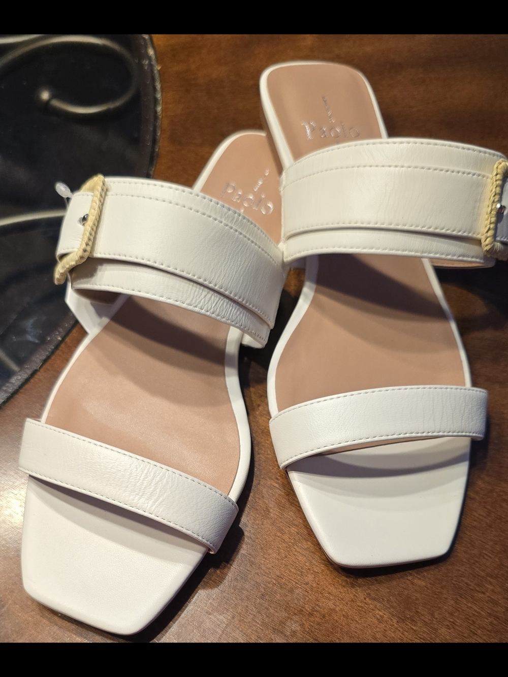 White Slide Paolo Sandals w/ Fiber Buckle NWT - women's Sz 9